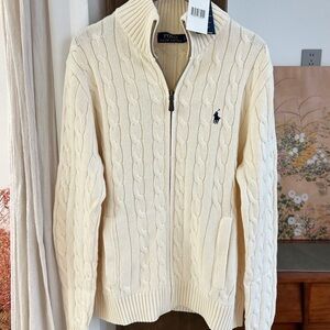 Polo by Ralph Lauren Cream Zip-Up Sweater